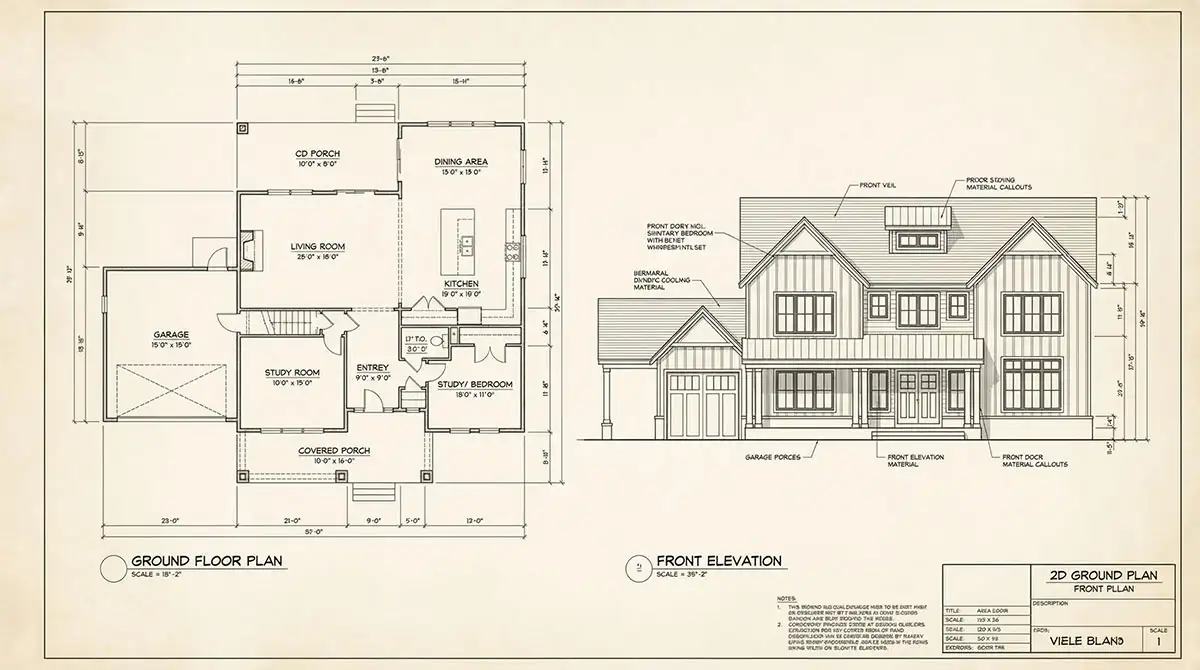 2D architectural plans for rendering brief